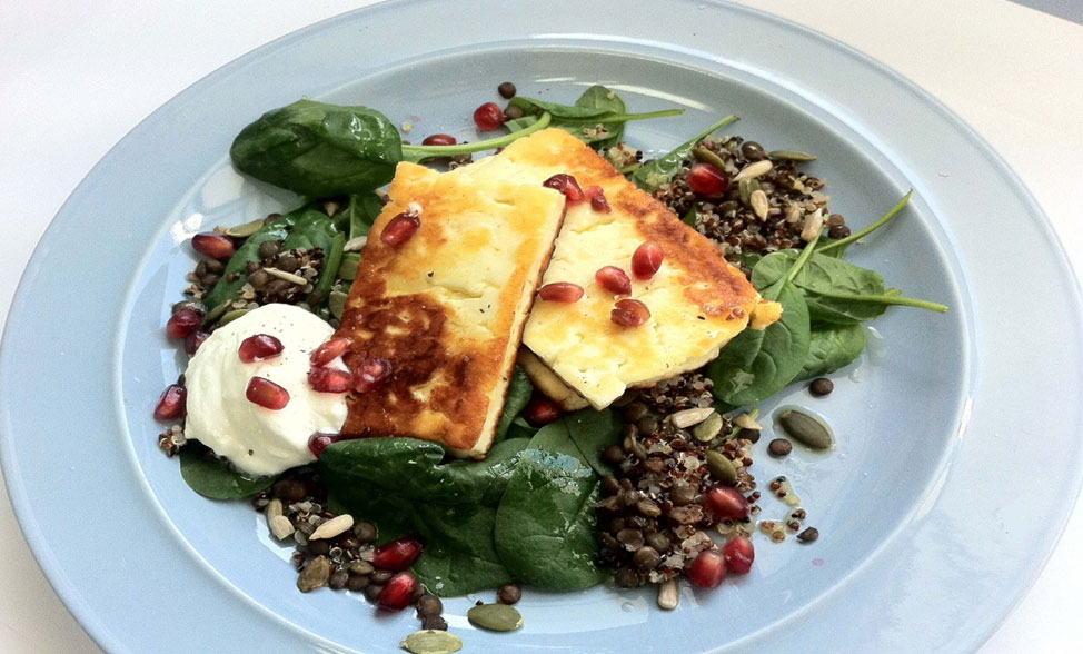 Recipe photo of Quinoa Salad with Haloumi & Pomegranate