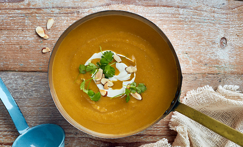Recipe photo of Spiced Pumpkin Soup with Toasted Almonds