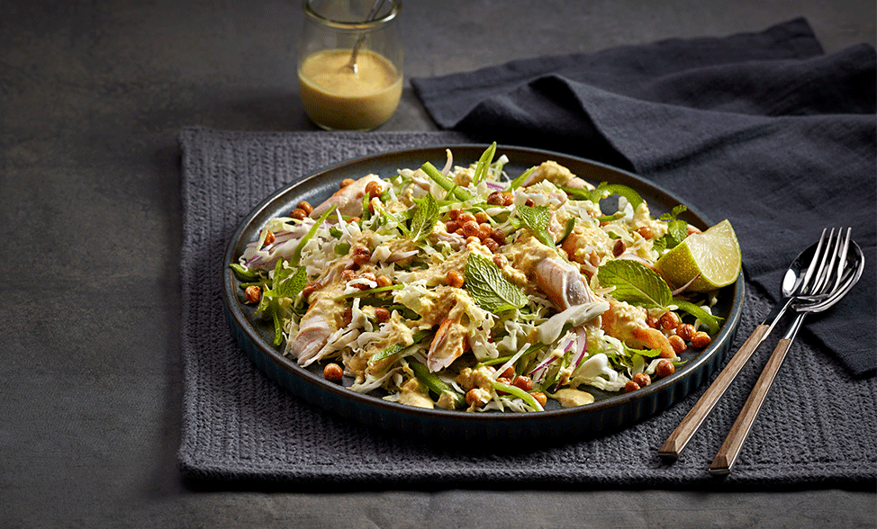 Recipe photo of Crunchy Chick Pea Slaw with Coconut Dressing