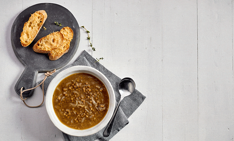 Recipe photo of Easy French Lentil & Onion Soup