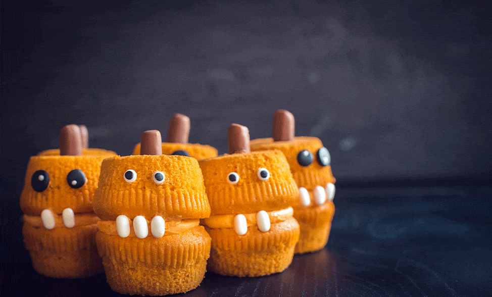 Recipe photo of Pumpkin Monster Cupcakes