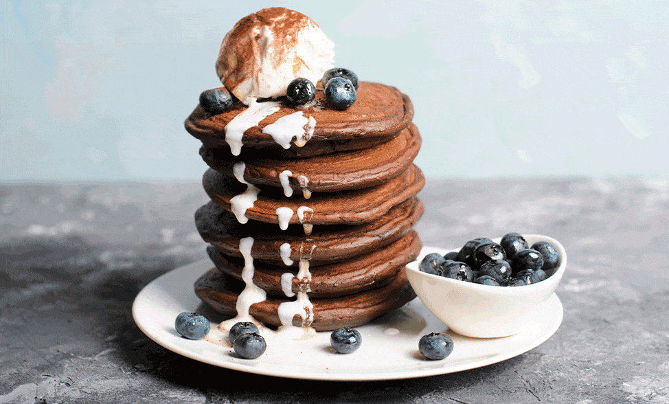 Recipe photo of Fluffy Chocolate Pancakes
