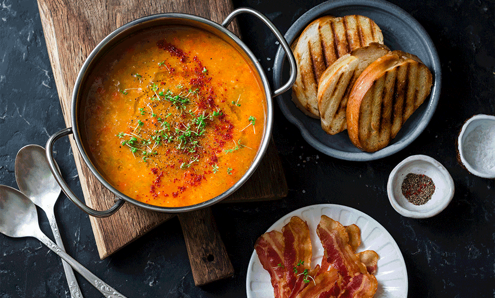 Recipe photo of Hearty Roasted Tomato & Bacon Soup