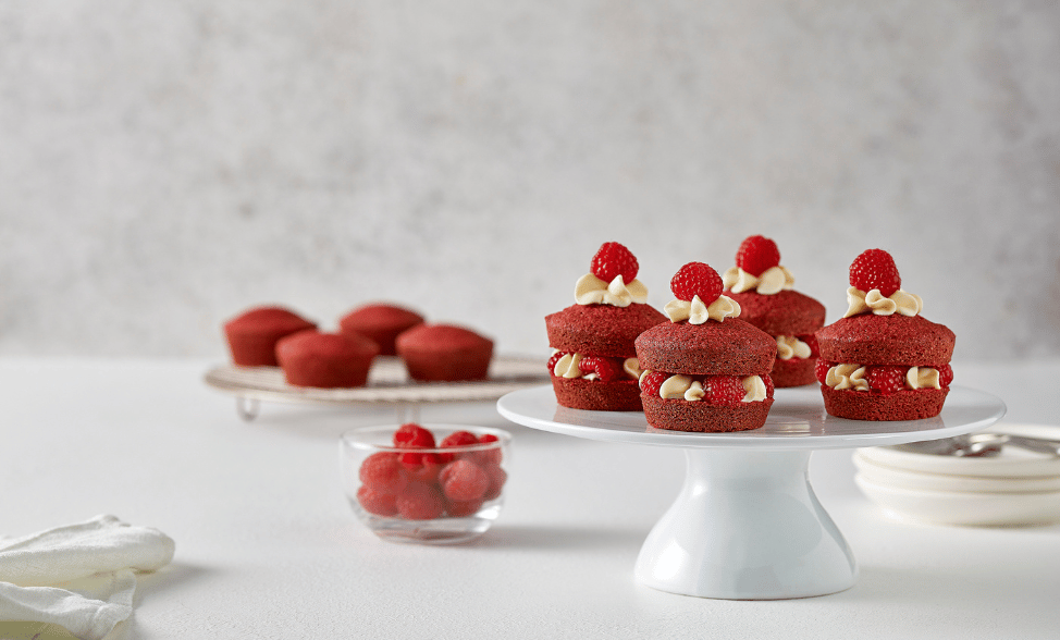 Recipe photo of Red Velvet & Raspberry Cream Cupcakes