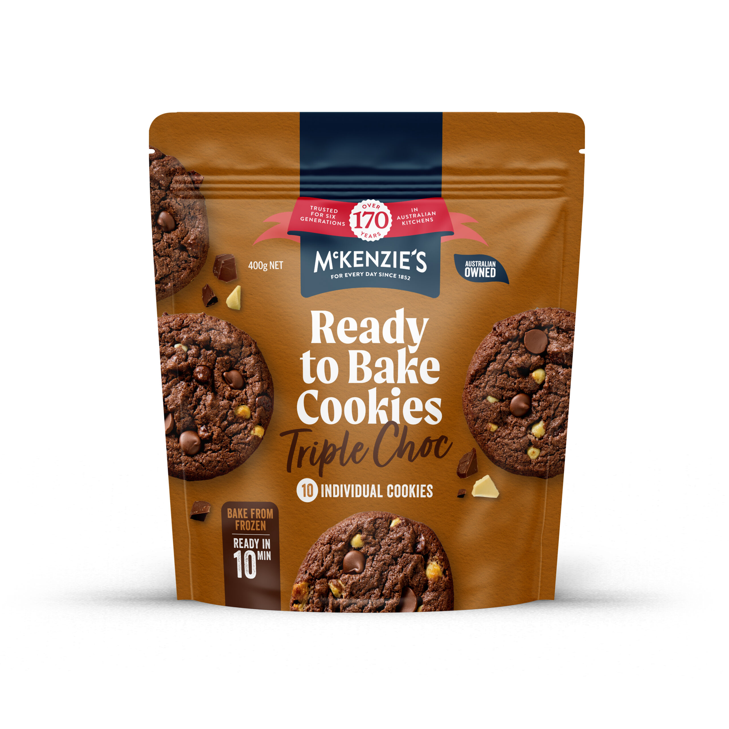 Product photo of McKenzie's Ready to Bake Triple Choc Cookies