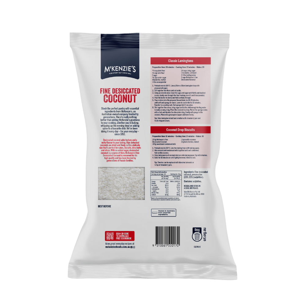 McKenzie’s Fine Desiccated Coconut 500g 2