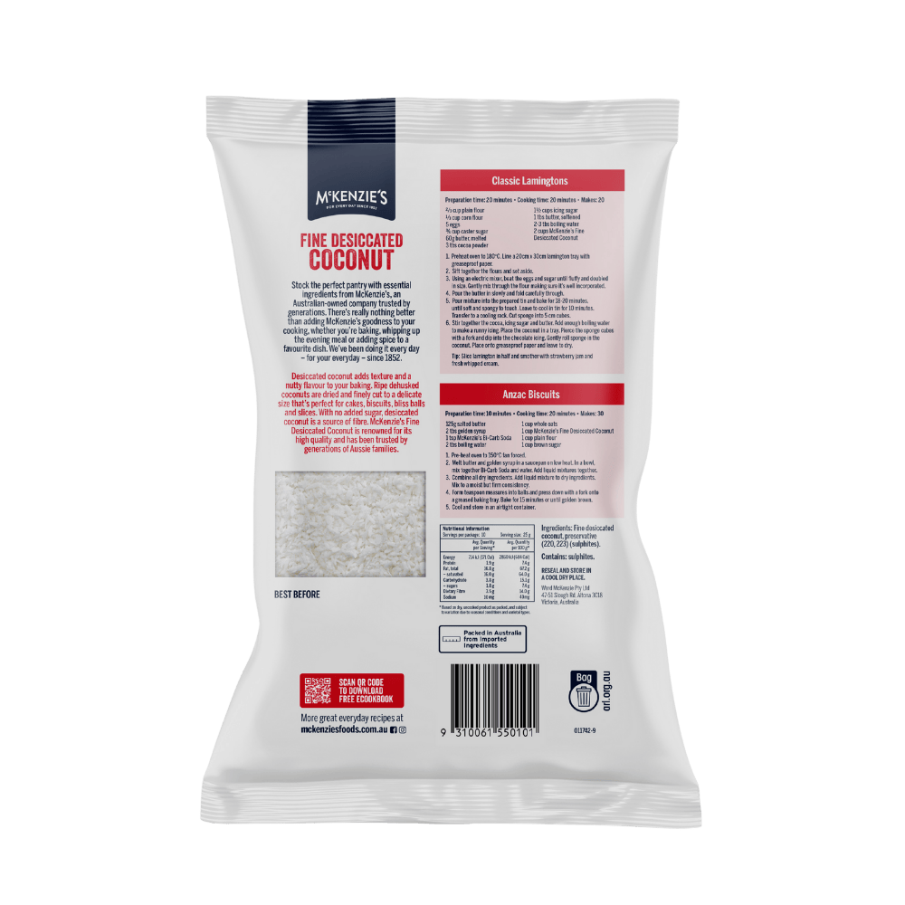 McKenzie’s Fine Desiccated Coconut 250g 2