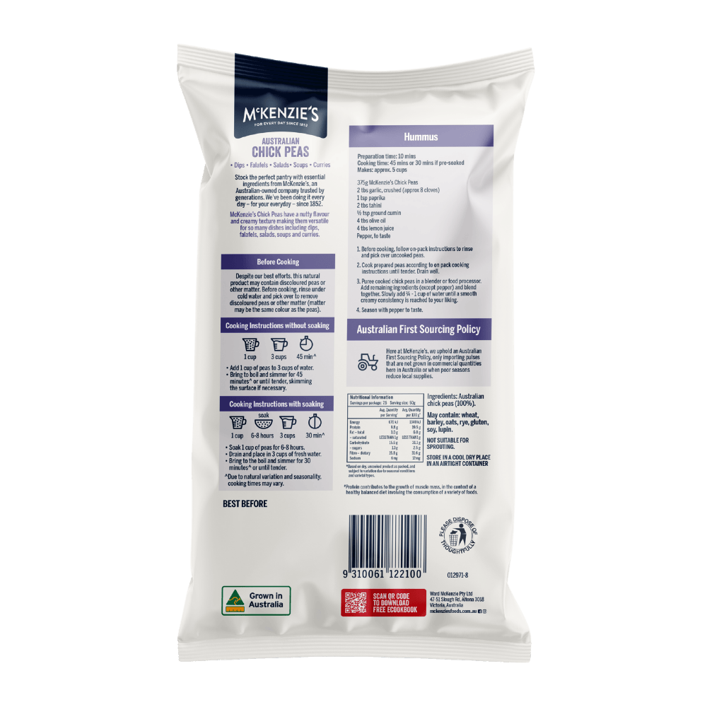 McKenzie’s Australian Chick Peas 375g 2
