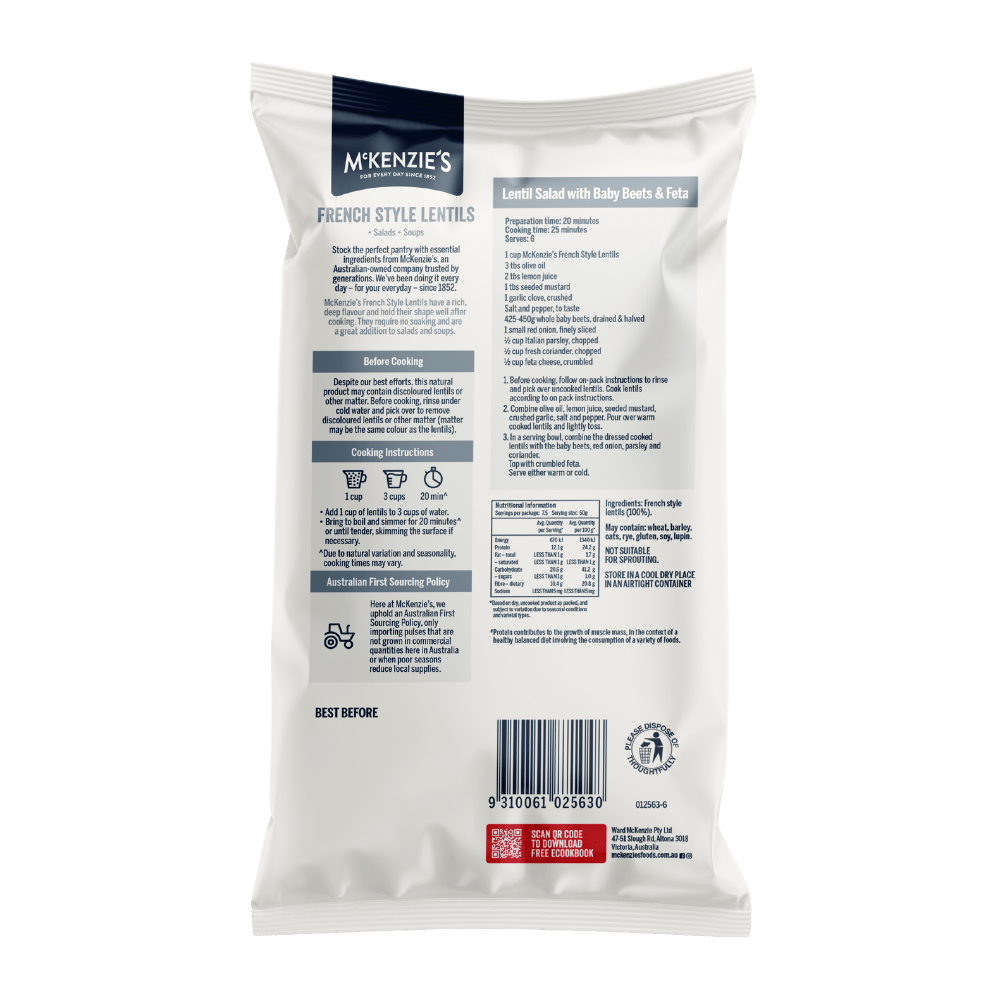 McKenzie’s French Style Lentils 375g 2