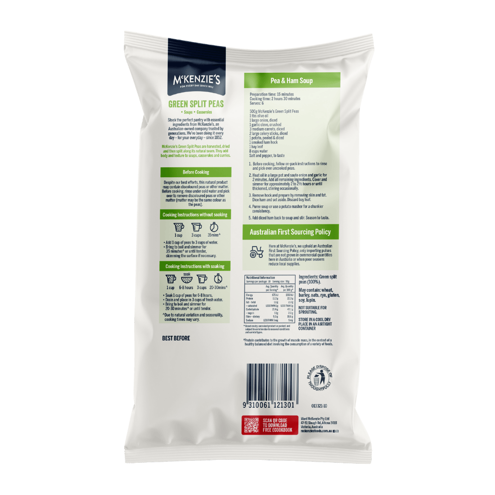 McKenzie’s Green Split Peas 500g 2