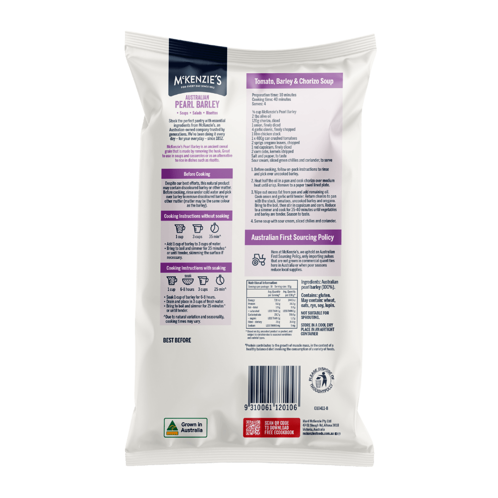 McKenzie’s Australian Pearl Barley 500g 2