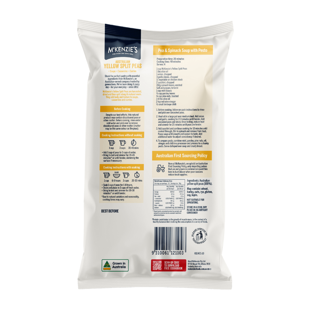 McKenzie’s Australian Yellow Split Peas 500g 2