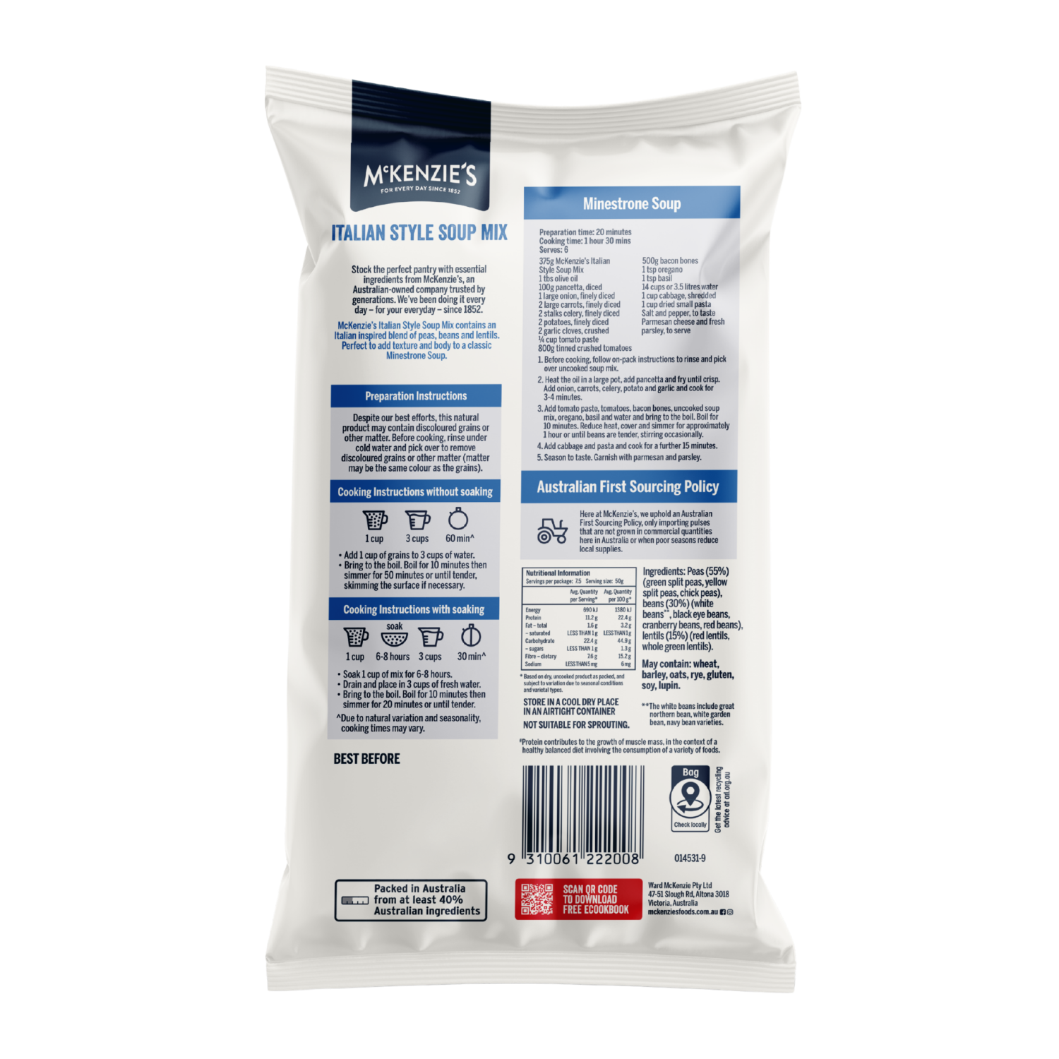 McKenzie’s Italian Style Soup Mix 375g 2