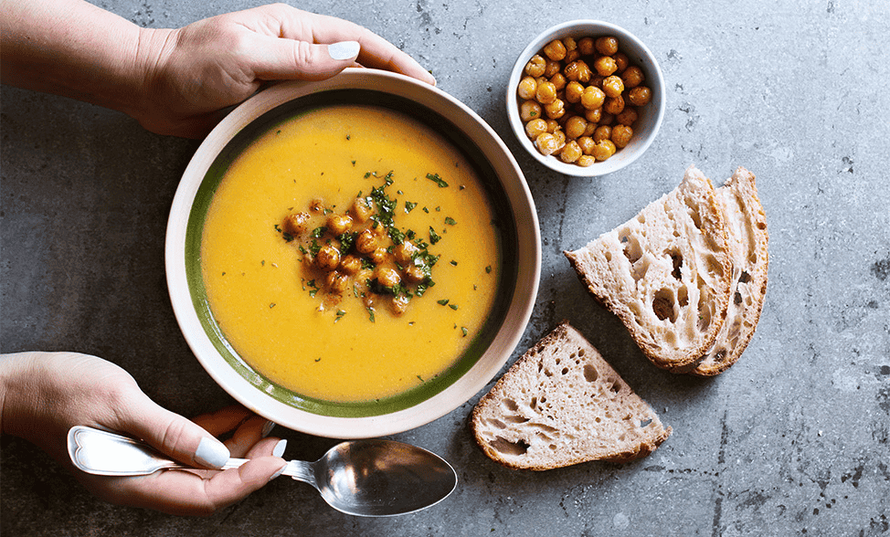 Crunchy Chick Pea Pumpkin Soup