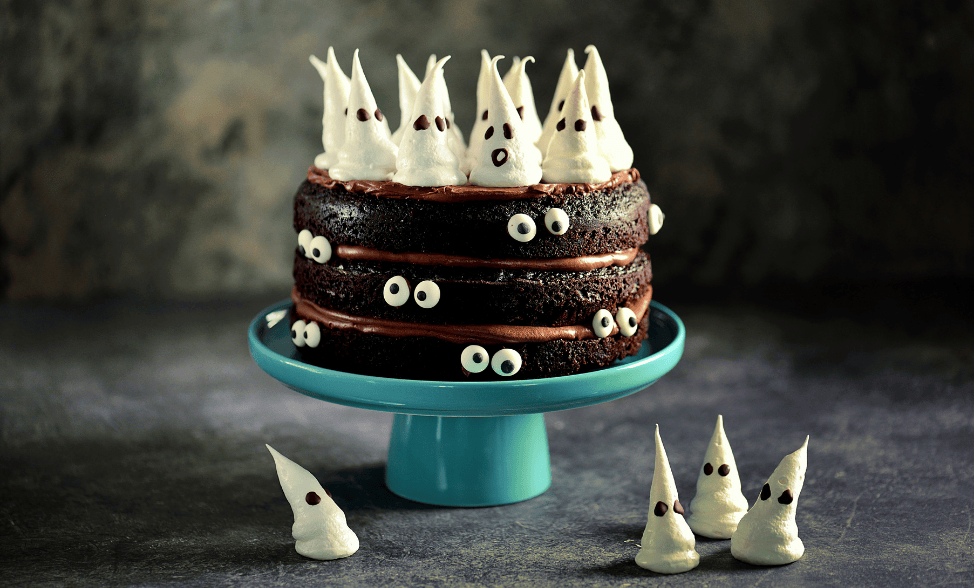 Ghostly Chocolate Layer Cake