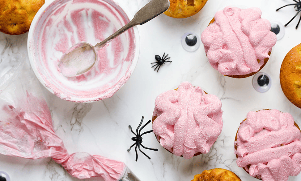 Zombie Brain Cupcakes