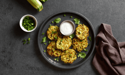 Zucchini, Pea & Corn Fritters
