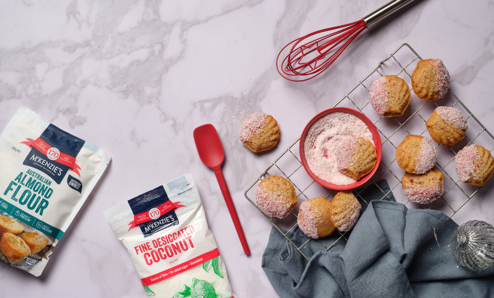 Strawberry and Coconut Madeleines